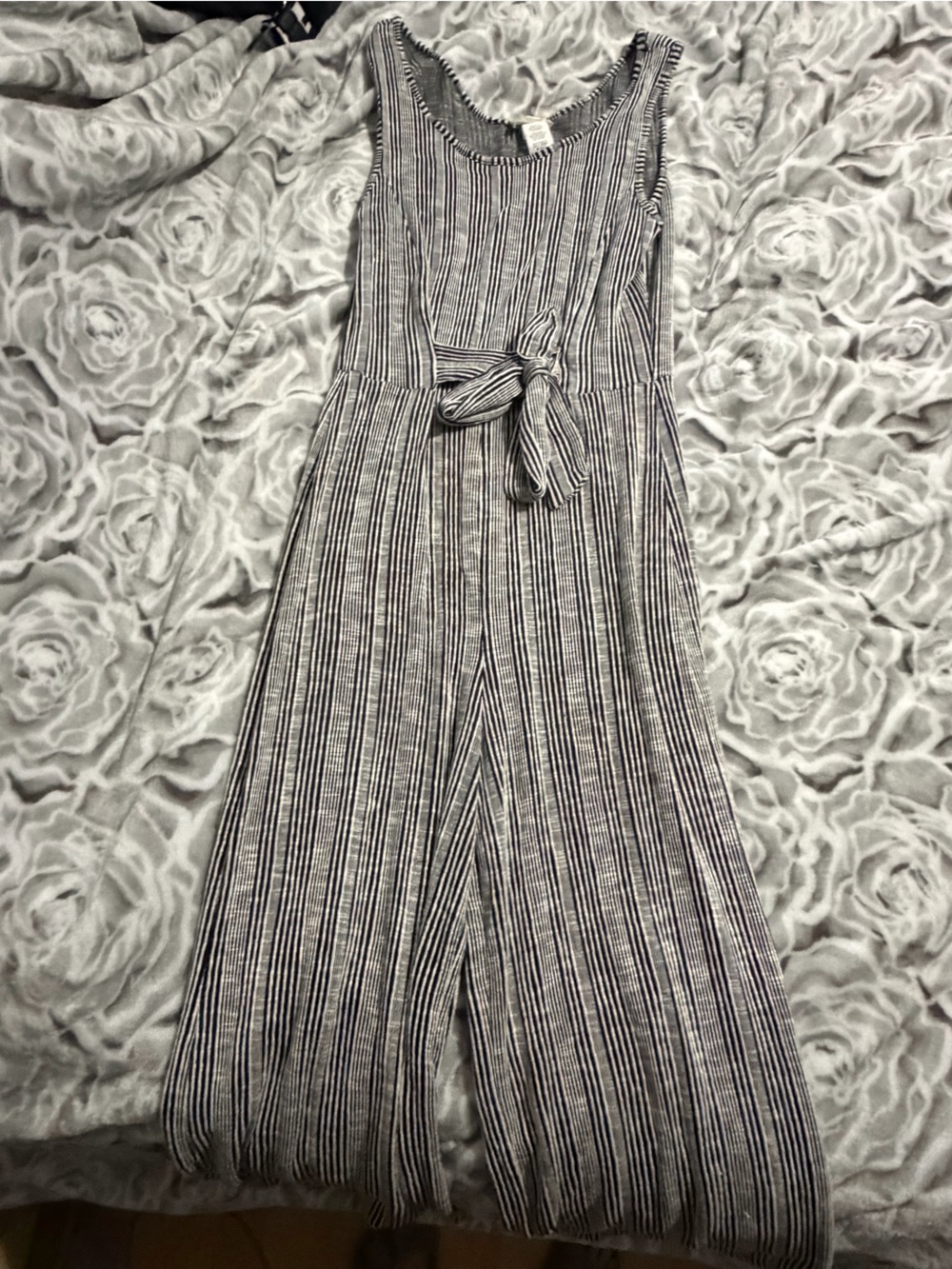 Caution To The Wind Striped Sleeveless Jumpsuit in Black & White